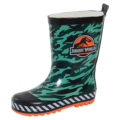 Image of Jurassic World Boys Rubber Wellington Boots Green EU 24/7 UK Child