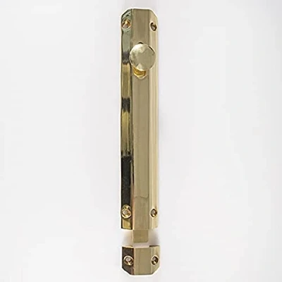 Image of Carlisle Brass AQ83 Surface Bolt C/W Extruded Flat Keeper, Polished Brass, 200 mm (8&quot;)