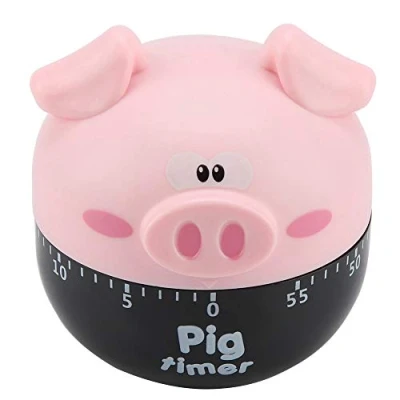Image of Cute Cartoon Pig Kitchen Timer Mechanical Timers Counters for Cooking Timing Tool, Mini 55 Mins Countdown(Pink)