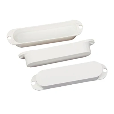 Image of 3 White Solid Single Coil Pickup Covers Closed Plastic For Strat NO HOLES