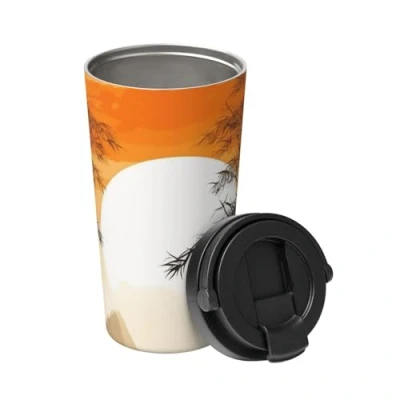 Image of BTCOWZRV Japanese Bamboo Trees Sun Travel Coffee Mug Spill Proof with Lid Insulated Tumbler Portable Thermal Leak Reusable Cup for Hot and Cold