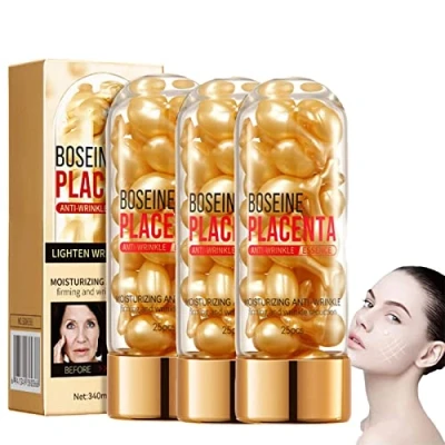 Image of Anti Wrinkle Repair Essence Capsule, Boseine Sheep Placenta Essence, Fullerene Facial Frozen Age Skin Care Soft Capsule (3 Pcs)