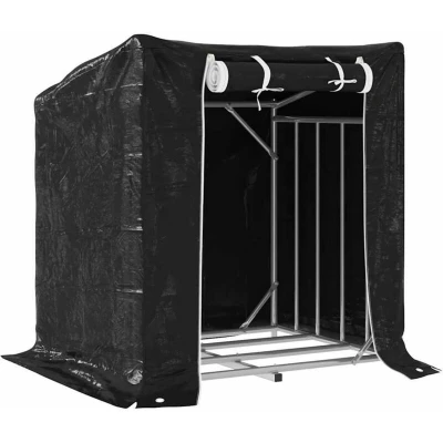 Image of vidaXL Firewood Rack with Rain Cover 100.5x80.5x110.5 cm Galvanised Steel