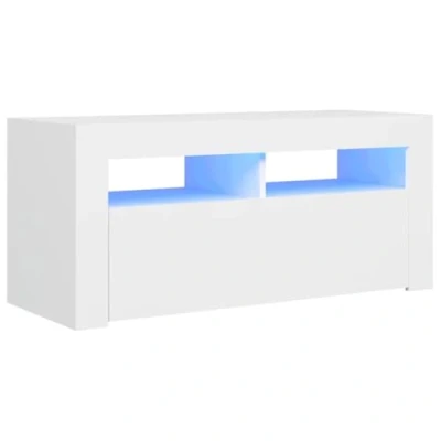Image of vidaXL TV Cabinet with LED Lights Hifi Stand Entertainment Centre Modern Unit Desk Lowboard Bedroom Living Room Furniture White