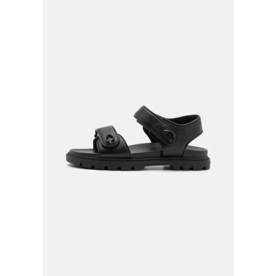 Image of Coach Brynn Sandals, Women&#039;s, Size: 8, Black leather and imitation