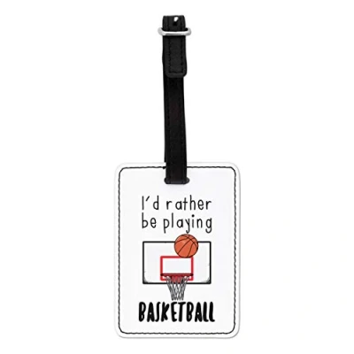 Image of Gift Base I&#039;d Rather Be Playing Basketball Visual Luggage Tag with Black Strap