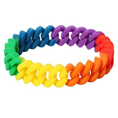 Image of Braided Silicone Rainbow Bracelet Gay Pride LGBTQIA2s+ Festival Accessories Unisex Friendship Water Resistant Multi Coloured By TRIXES