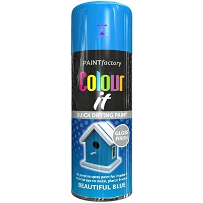 Image of 2x Spray Paint Aerosol Primer Matt Gloss Metallic Chalk Glitter Wood Metal Plastic (Beautiful Blue)