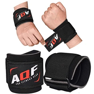 Image of AQF Weight Lifting Wrist Wraps 15 Professional Grade Neoprene Support for Gym Training, Bodybuilding, Gymnastics Calisthenics, and Deadlift Weightlifting, Straps Men &amp; Women