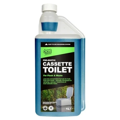 Image of One Chem Professional Probiotic Cassette Toilet 1 Litre Concentrate, Up to 40 Doses, 2 in Blue Fluid, Flush and Waste