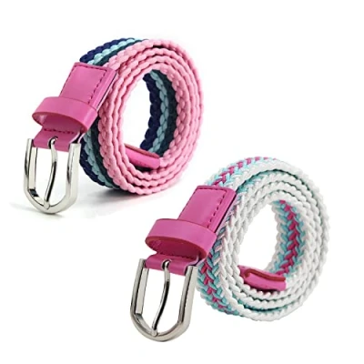 Image of AnJuHoPa Stretch Belt Braided Elastic Durable Nickel Free Buckle Fabric Made of Eco Tested Material Unisex Belt, multicoloured, 2PCS/Länge 80cm