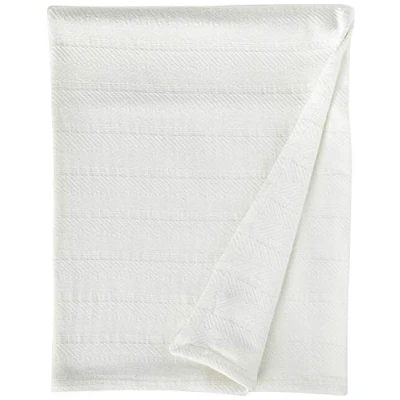 Image of Eddie Bauer Queen Blanket, Lightweight Cotton Bedding, Home Decor for All Seasons (Herringbone Off White, Queen)