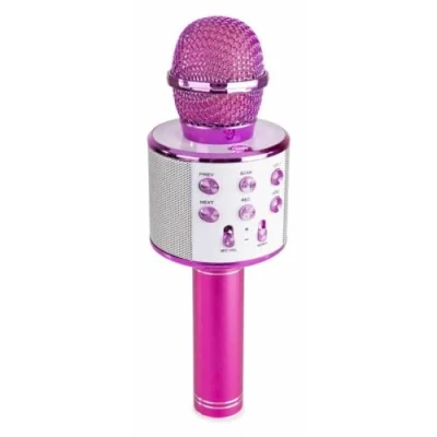 Image of MAX KM01 Bluetooth Karaoke Microphone Wireless MP3 Player, Built in Speaker, LED Lights, Portable Handheld Mic for Singing, Home Parties, Kids &amp; Adults, Compatible with Android iOS Blue