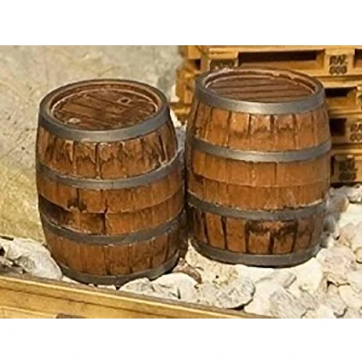 Image of FALLER Pola 333211 Wooden Barrels 2/ G Scale Building Kit Set, Brown, Small