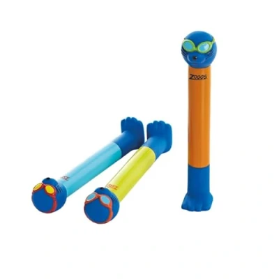 Image of Zoggs Dive Sticks Pool Toys, Confidence Building Diving Sticks, Safe Swimming For Fun, Toys Kids, Blue/Lime/Orange (3 Pk)