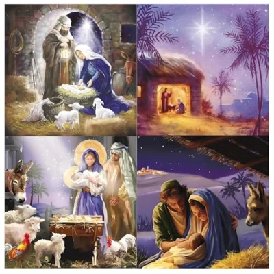 Image of GBCC Charity Christmas Cards Pack of 20 with Traditional Nativity Scenes Eco Friendly Xmas Multipack Envelopes