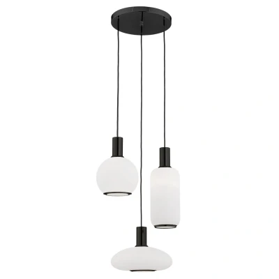 Image of Sagunto Plus Cluster Pendant Ceiling 3 Light Opal Matt, Black Structure