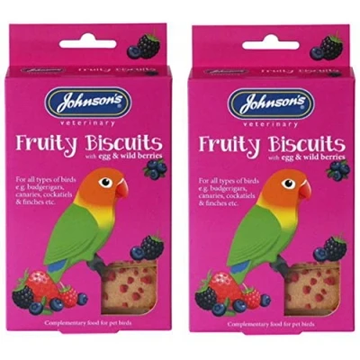 Image of 2 PACK JOHNSONS PARROT PARAKEET FRUITY BISCUIT TREAT BARS EGG WILD BERRY FLAVOUR