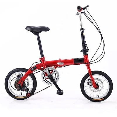 Image of ZDXC Folding 14in Bicycle, 5 Speed Portable Student Compact Bicycle Urban Commuter Lightweight Bike for Men Women Child, 4 Colours