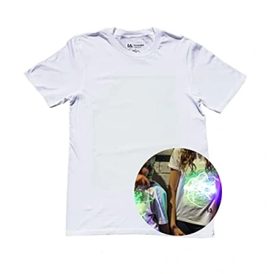 Image of Illuminated Apparel Interactive Glow in The Dark T Shirt Fun for Birthday Parties &amp; Festivals Light up Night (XL, White/Green Glow)