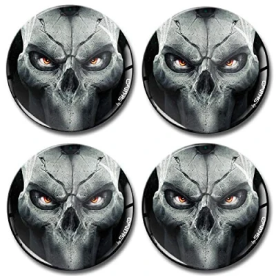 Image of Biomar Labs® 4 x 68mm 3D Domed Car Wheel Centre Rims Hub Skull Stickers Decals For Caps Vehicle Auto Tuning Emblem A 1668