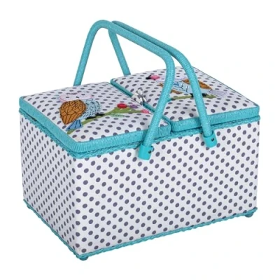 Image of Hobby Gift Large Twin Lid Sewing Craft Storage Box, Applique Owl