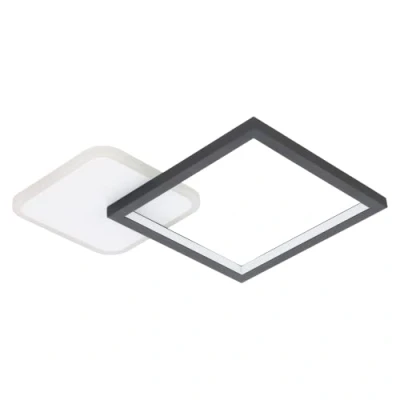 Image of EGLO LED ceiling lamp Gafares, black aluminium 33 cm remote control CCT