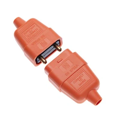 Image of Lawn Mower Cable Repair Kit 2 Pin Rubber Flex Connector 10A AMP Adapter In Line Coupler Core Plug and Socket Compatible with Garden Electric Electrical Lawnmower / Grass Strimmer Adaptor