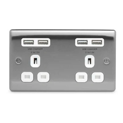 Image of BG Electrical Double Unswitched Fast Charging Power Socket with Two USB Ports