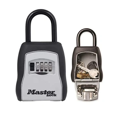 Image of MASTER LOCK Portable Key Safe with Shackle, Medium 90 x 157 40 mm, Outdoor, for Home Office Industries Vehicles
