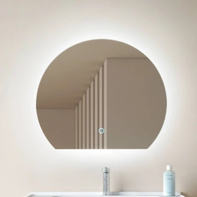Image of Lucande LED mirror Celestiel, semi circular, CCT, Ø 50 cm