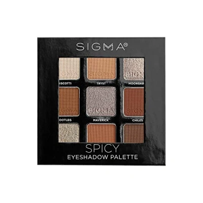 Image of Sigma Beauty On the Go Eyeshadow Palette Spicy 9 Bold Shades in Matte, Shimmer and metallic Finishes Highly Pigmented Vegan Eye Makeup Clean Products