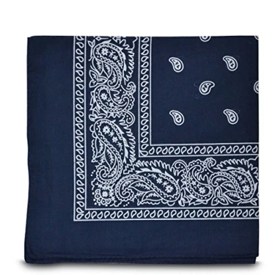 Image of Shukan Fashions Paisley Style Bandana Biker Cow Boy Girl Neck Scarf Wrist Wrap (Navy)