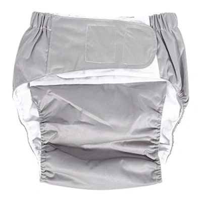 Image of Adult Nappies New Washable Diaper Adjuatable Incontinent Care Cloth Diaper, Breathable Nappy Pants Reusable Elderly Personal Care(Gray)
