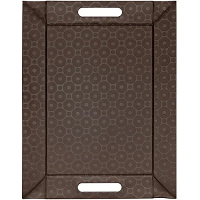 Image of Freeform Reversible Faux Leather Tray, Chocolate Circles, 55x41cm