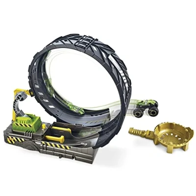 Image of Hot Wheels Monster Trucks Epic Loop Challenge Playset with Track, Truck and 1:64 Scale Vehicle Stunts Crash Action Gift For Kids 4+