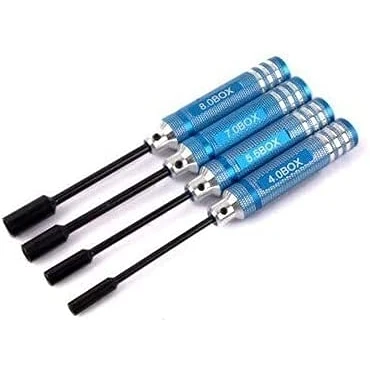 Image of LYFJXX 4Pcs RC Metal Hex NUT Key Socket Screw Driver Wrench 4.0mm 5.5mm 7.0mm 8.0mm 80213 Tool Kit Buggy Truck Truggy Car (Blue)