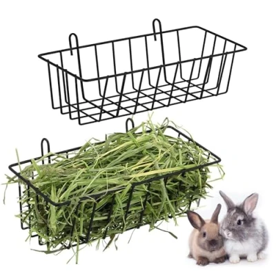 Image of 2 Bunny Hay Feeder, Hanging Rack, Rack Holder, Holder Hanging, Guinea Cage Feeder for Small Animals Chinchillas Pigs, Black