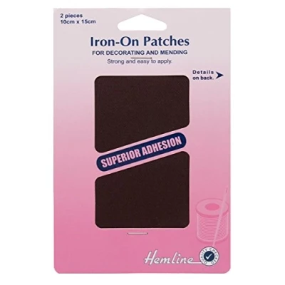 Image of Hemline H690/BRN 2x Brown Cotton Twill Patch 10x15cm Decorate &amp; Mend