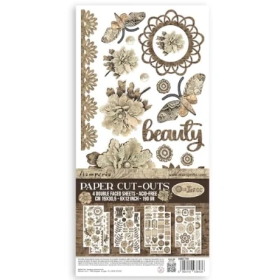 Image of Stamperia Paper Cut Outs for Scrapbooking, Albums, Card Making, Bullet Journalling and More, Acid Free, Double Sided, 4 Sheets, Perfect Hobbies, Crafts, Gifting (Old Lace)