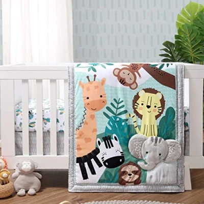Image of The Peanutshell Crib Bedding Set, Safari Animals, 3 Piece Set