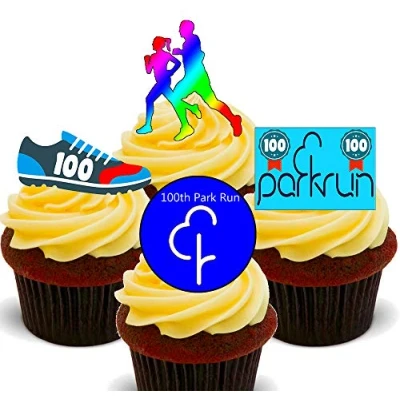 Image of Made4You 100th Park Run Edible Cupcake Toppers Stand up Wafer Cake Decorations (24)