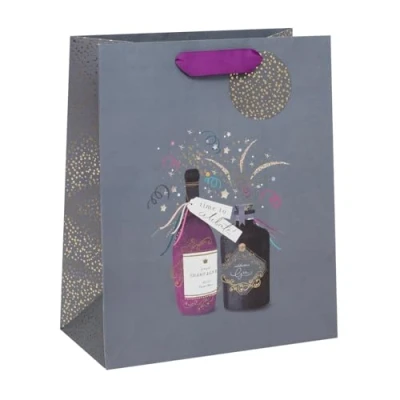 Image of Glick Luxury Gift Bag, Time to Celebrate and Congratulations/Graduation Design, 26w x 31.5h 13.5d cms, Pink &amp; Purple