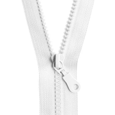 Image of 80 cm Zipper, Open Ended Separating Plastic Chunky Zip, Size No #5 Auto Lock Sliders, Moulded Teeth (White)