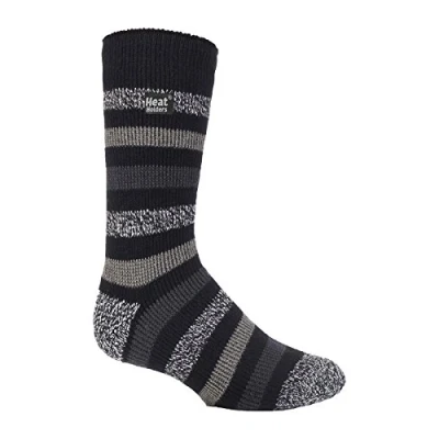 Image of HEAT HOLDERS Mens New Patterned Warm Winter Striped Twist Thermal Socks in 10 colours, size 6 11 UK 39 45 Eur (Rockcliffe)