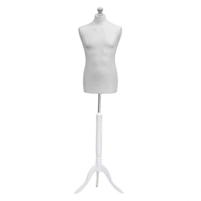 Image of Male Tailors Dummy Bust Size 41 Dressmakers Fashion Mannequin Students White With Tripod Stand
