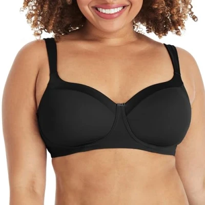 Image of Playtex Women&#039;s Secrets Shapes &amp; Supports Balconette Full Figure Wirefree Bra 4824, Black, 36DD