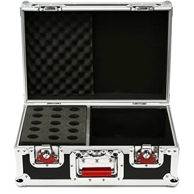 Image of Gator G TOUR M15 ATA Wood Flight Case with 15 Foam Padded Microphone Drops
