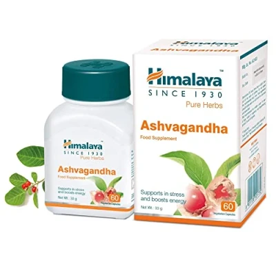 Image of Himalaya Herbals Pure Herbs Ashvagandha Herbal Food Supplement Helps Maintain a Healthy Balance and Sleep Supports in Stress, for Daily Dose of Energy 60 Vegetarian Capsules