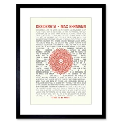 Image of Wee Blue Coo QUOTE DESIDERATA MANDALA EHRMANN TYPOGRAPHY FRAMED ART PRINT F97X13483
